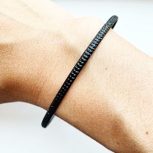 Vintage textured black stacking bangle bracelet